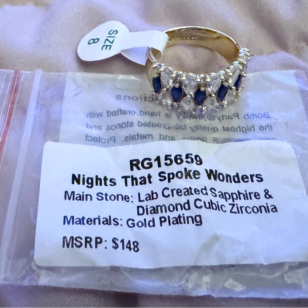 Nights That Spoke Wonders Gold Ring with Blue and Silver Accents